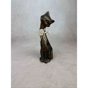Vintage Siamese Cat Figurine Long Neck 1970s Mod MCM Ceramic